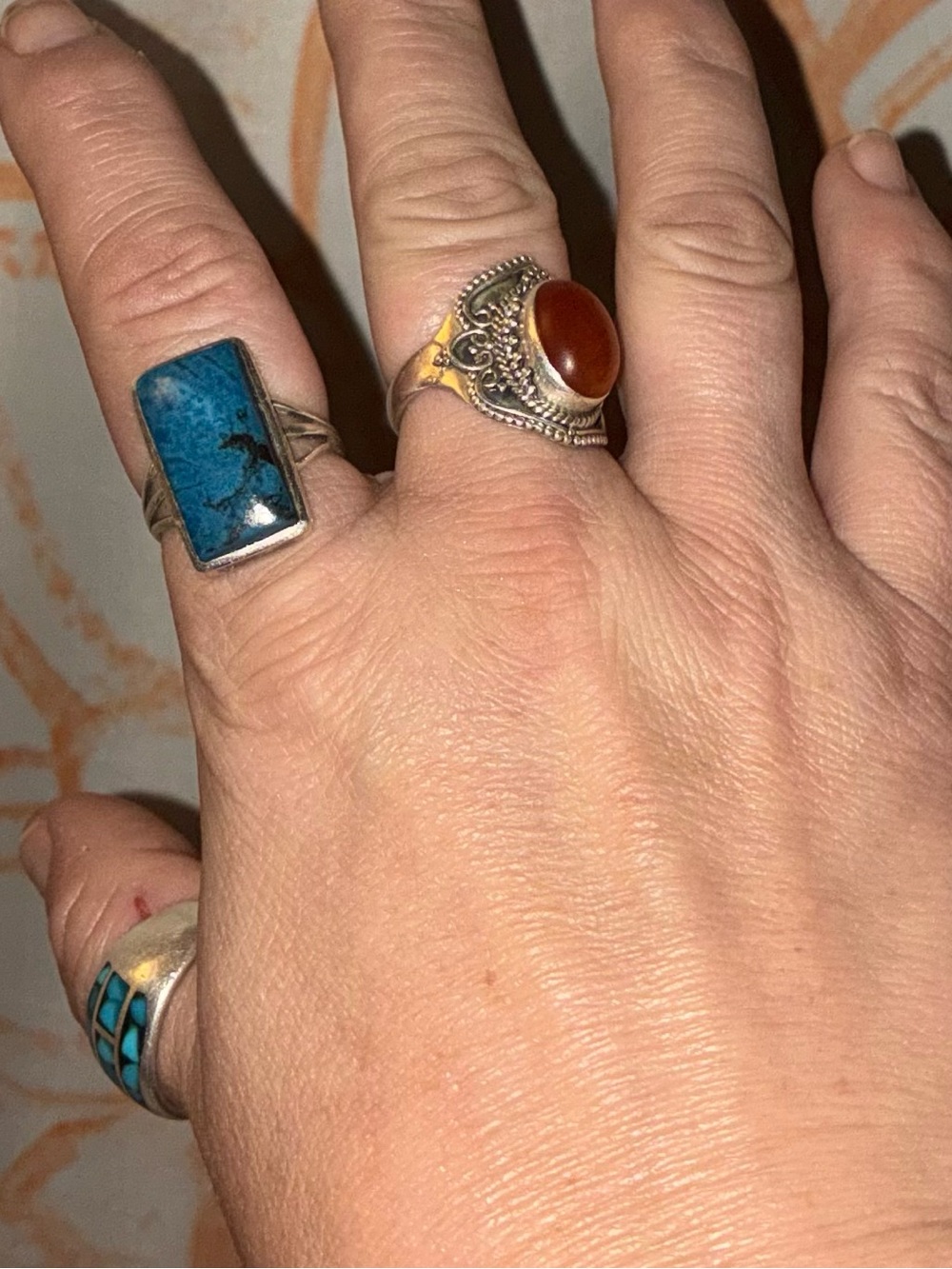 Sterling Silver Turquoise Rectangle Ring - Blue Turquoise - Picture 6 of 8